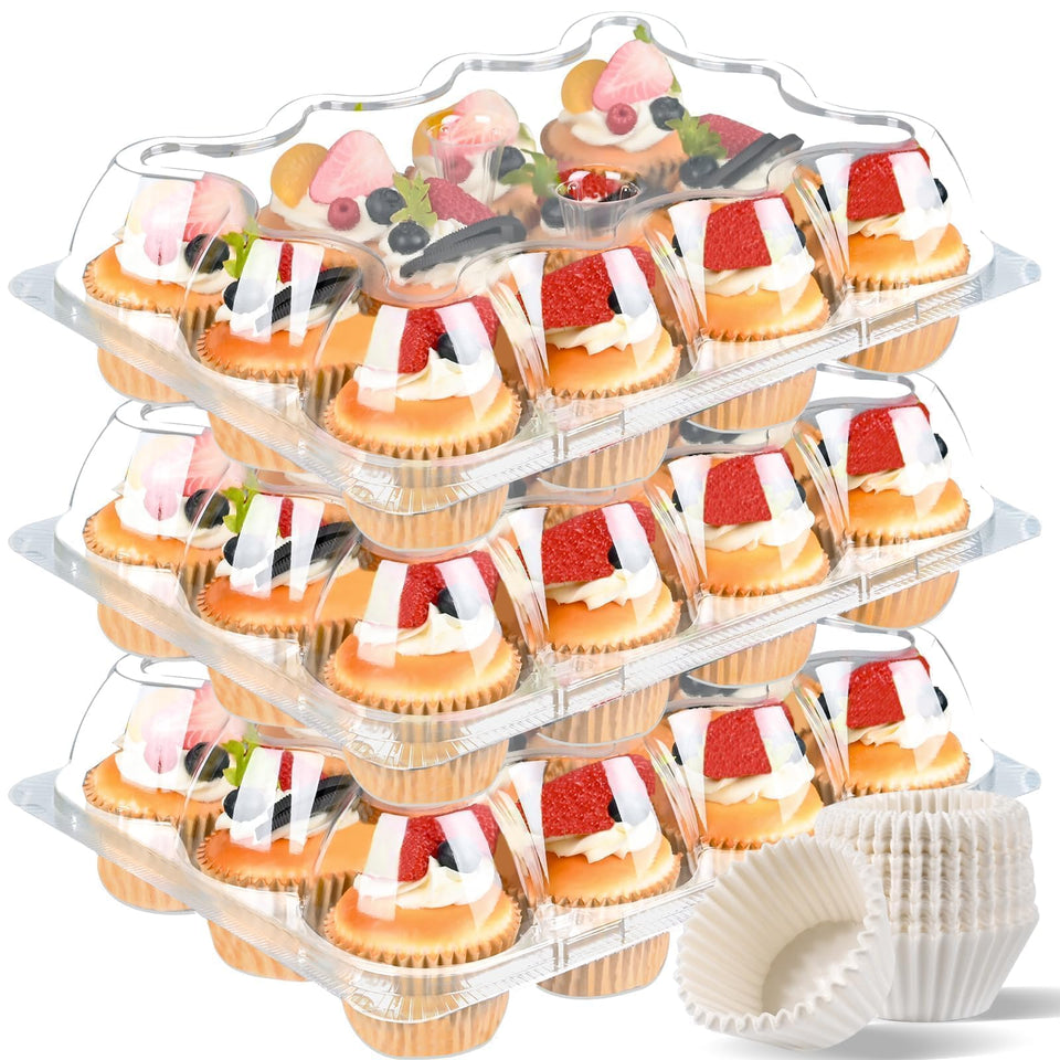 JPPSUJJ clear cupcake containers showcase treats with professional display.
