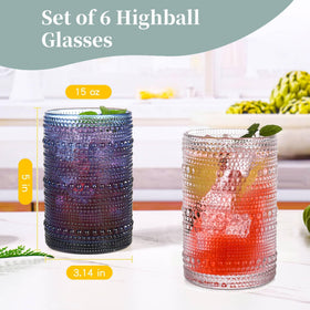 JPPSUJJ Blue Hobnail Glasses crystal-clear surface for water and juice