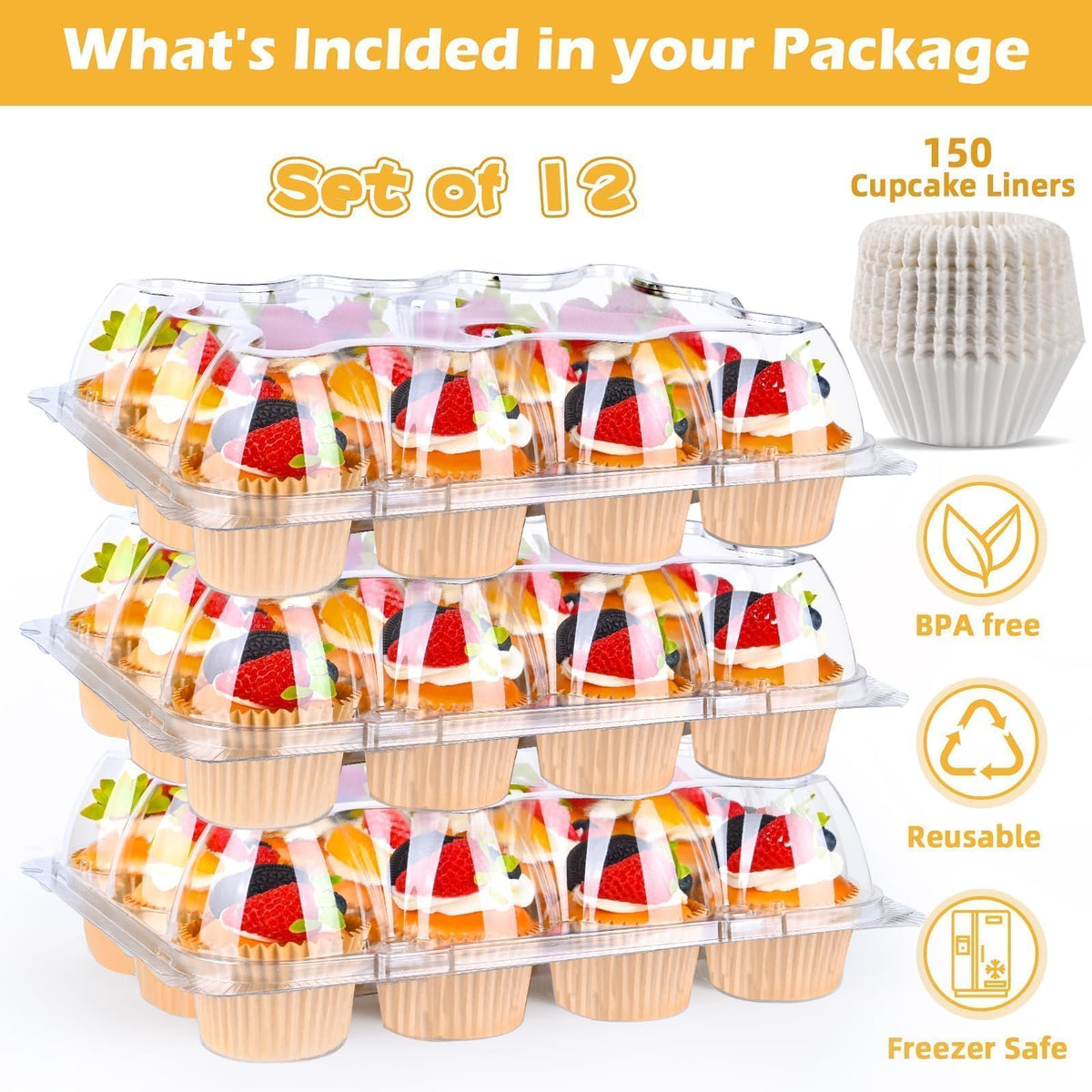 JPPSUJJ includes 150 cupcake liners for quick prep and chic presentation.