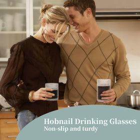 JPPSUJJ Blue Hobnail Glasses durable lead-free glass for daily use