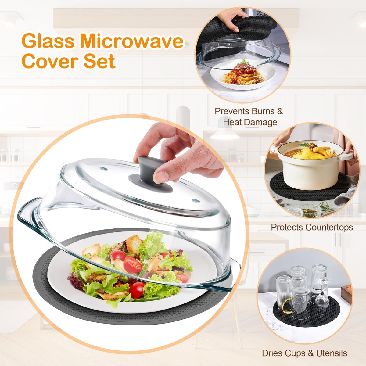 JPPSUJJ silicone comfortable handle for easy lid lifting and placement.