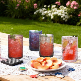 JPPSUJJ colorful glass with beverage, ideal for cocktails or iced tea.