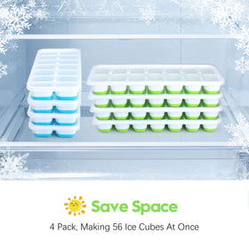 Jrisbo blue-green BPA-free ice trays suitable for safe food storage.