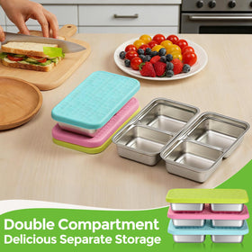 Jrisbo leakproof lids on a stainless steel snack container