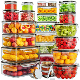 JSCARES 52-piece airtight container set on counter for organized meal prep