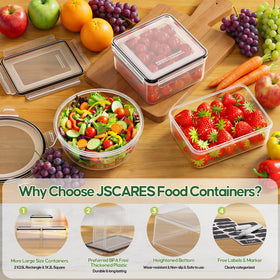 JSCARES rectangular 84 oz and 50 oz containers keep fridge organized