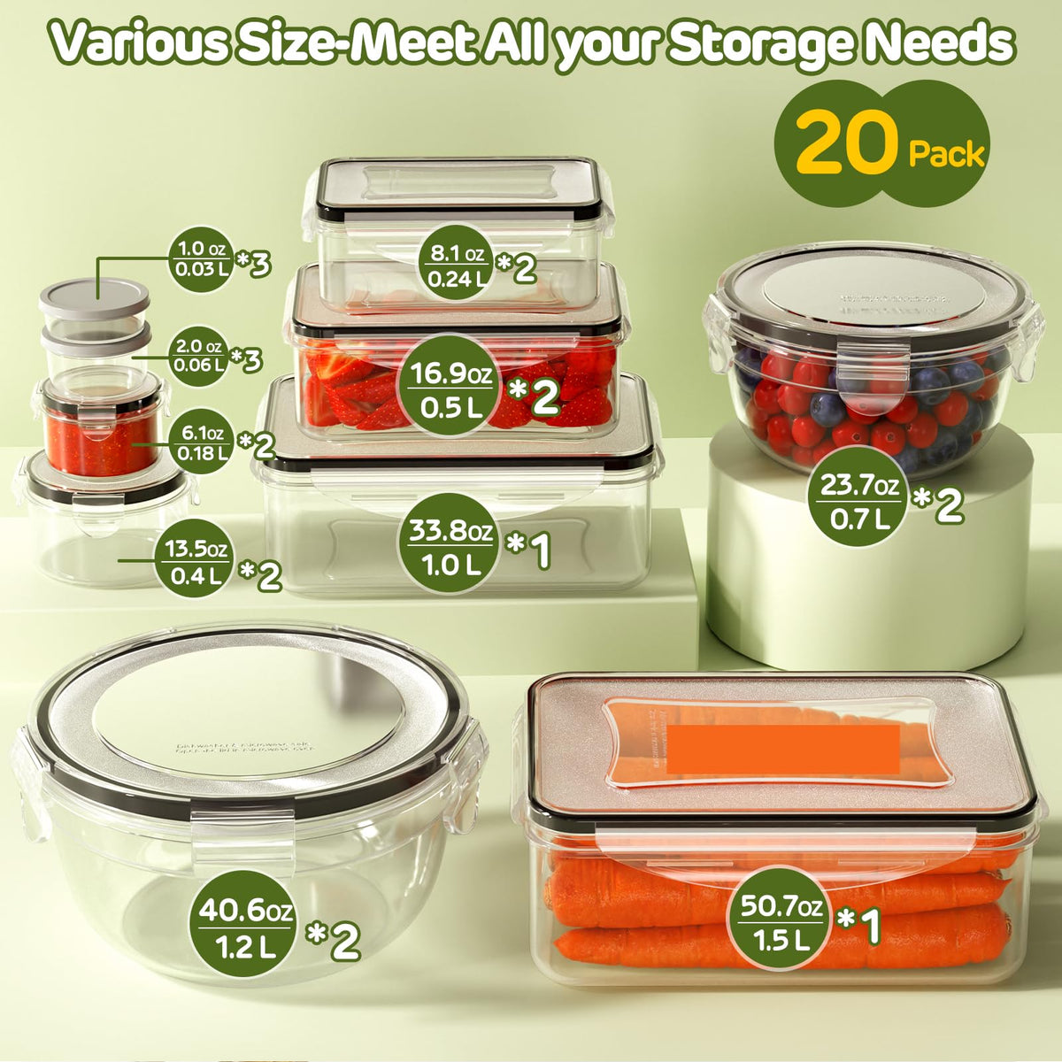 JSCARES rectangular 33.8 oz container ideal for portioned meals