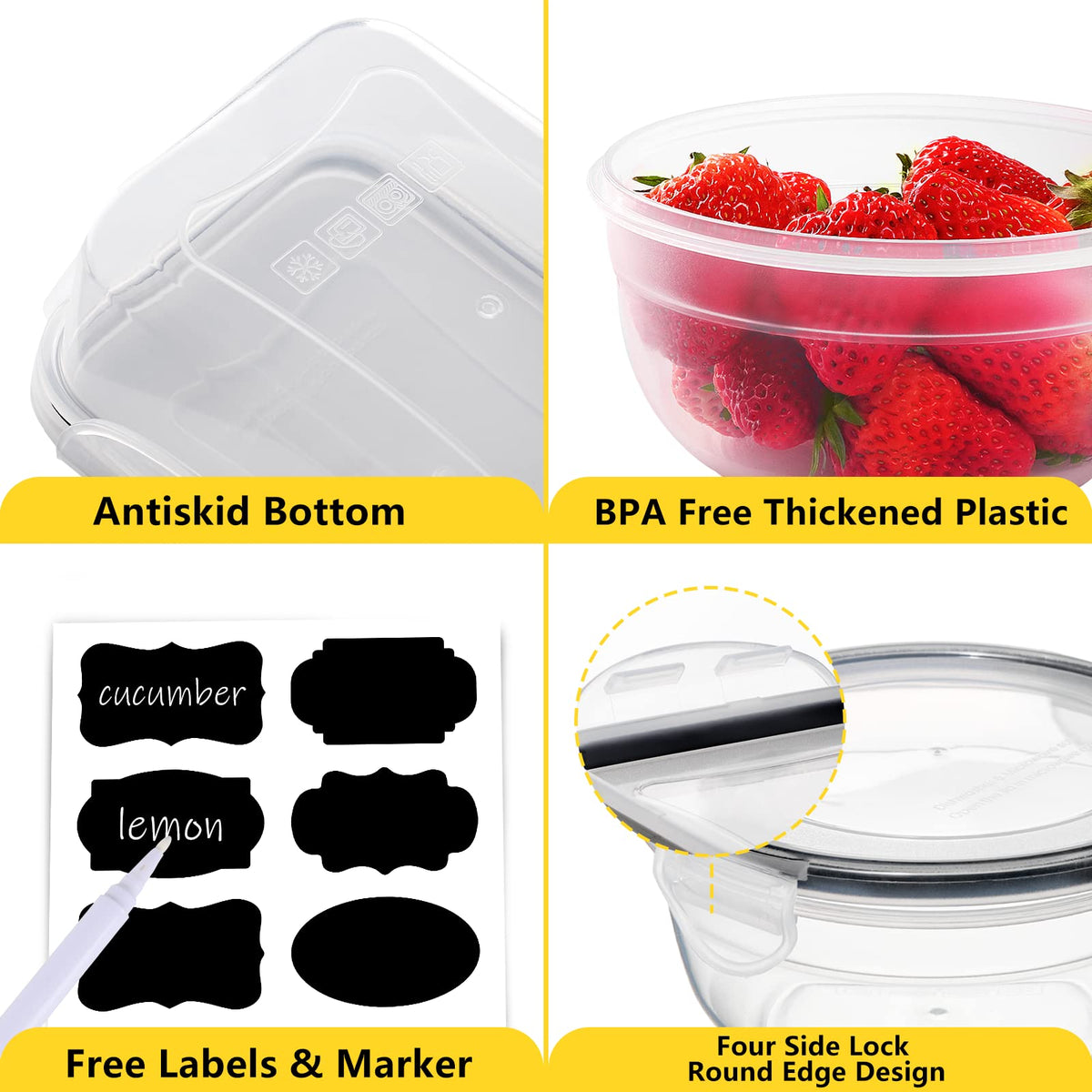 JSCARES rectangular 34oz container for daily snacks and sauces.