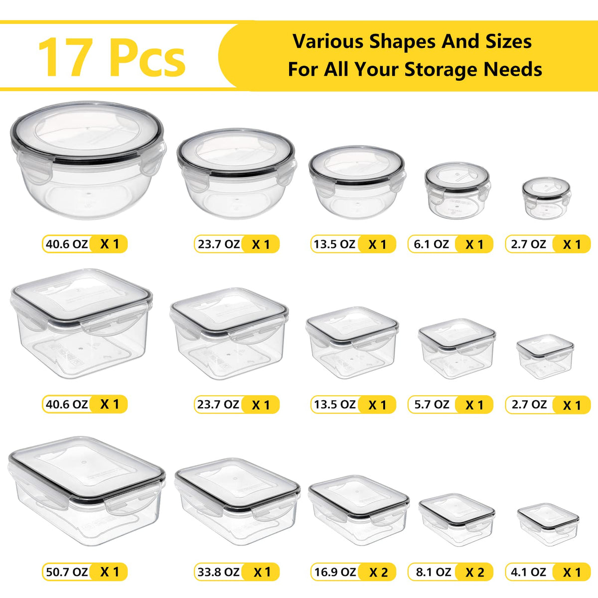 JSCARES rectangular 50oz container for meal prep and portion control.