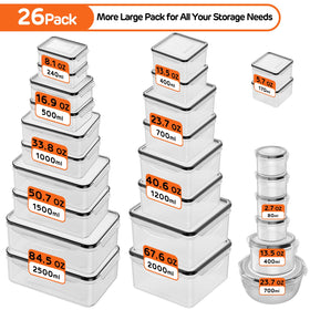 JSCARES rectangular containers variety suitable for bulk storage and portion control.