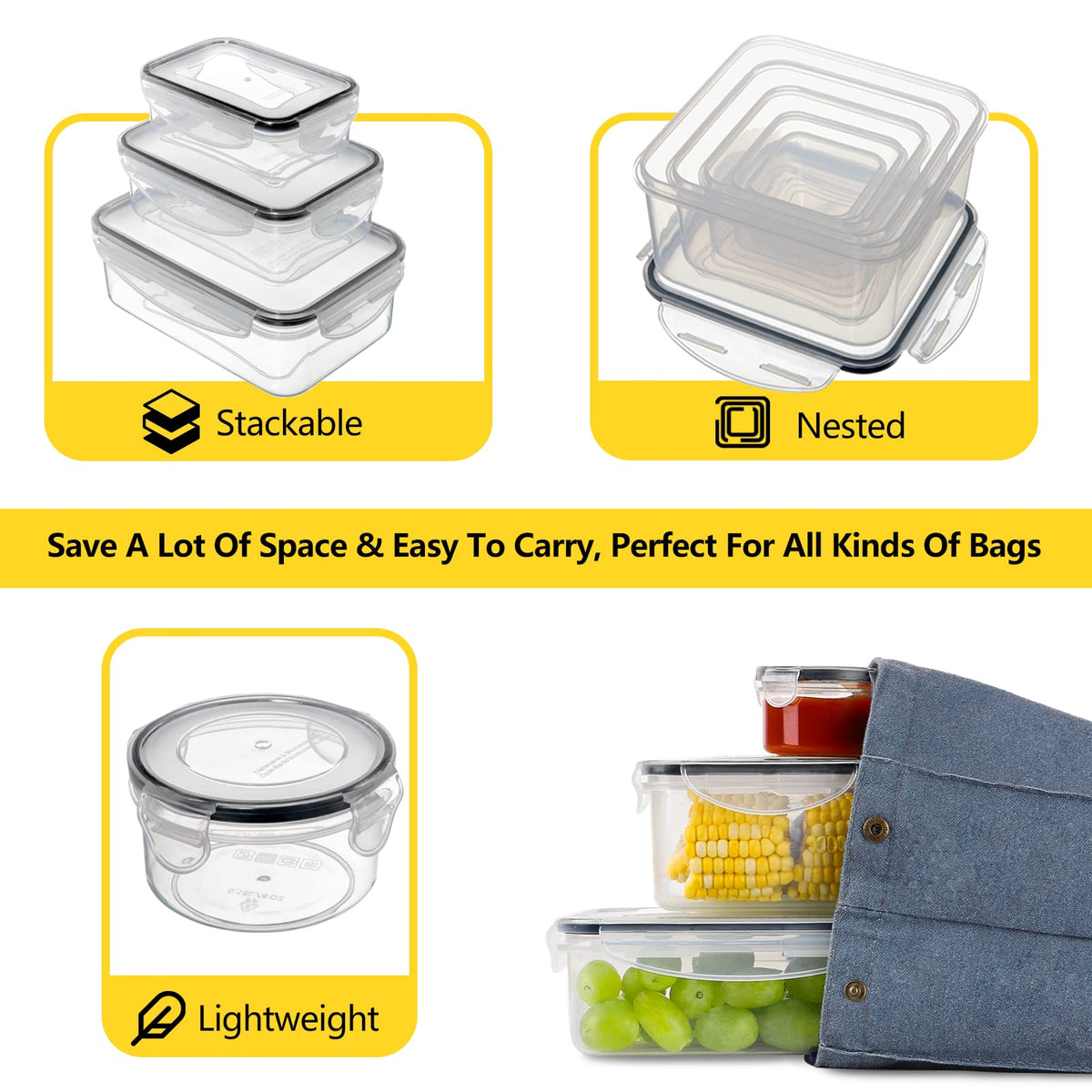 JSCARES square 40oz container for pantry staples and leftovers.