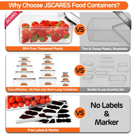 JSCARES square containers group ideal for compact fridge organization and stacking.