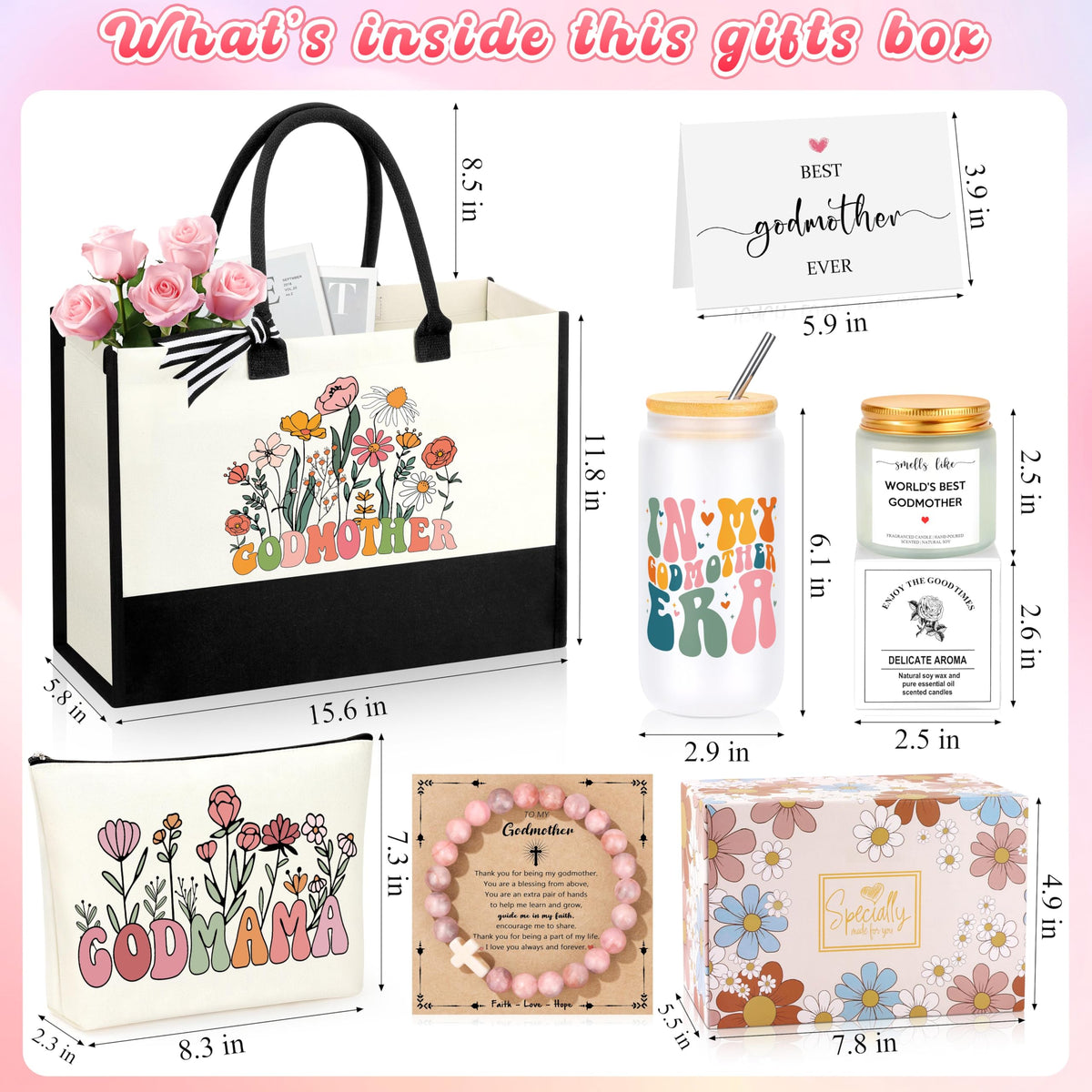 JSENGIFT canvas makeup bag with double-sided prints for durable style