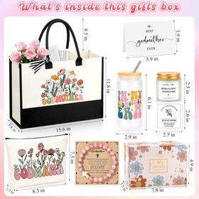 JSENGIFT canvas makeup bag with double-sided prints for durable style