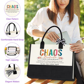 JSENGIFT Chaos Coordinator canvas makeup bag—spacious storage on the go