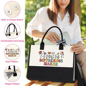 JSENGIFT Difference Maker canvas makeup bag, practical organizer for cosmetics.