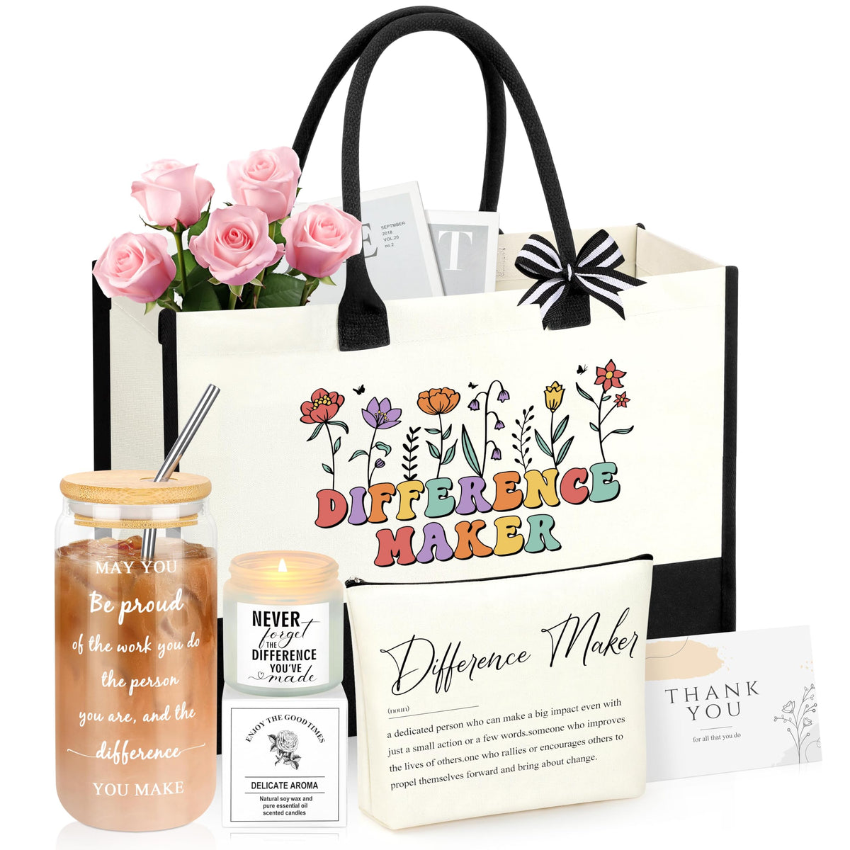 JSENGIFT Difference Maker tote bag with sturdy handles for daily use.
