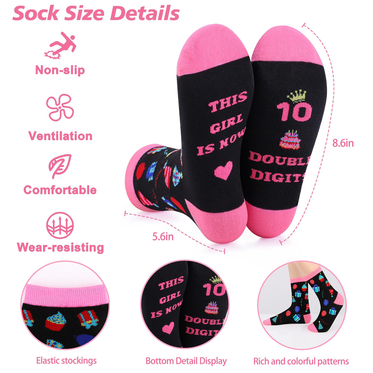 JSENGIFT pure cotton socks with playful patterns for comfy wear.