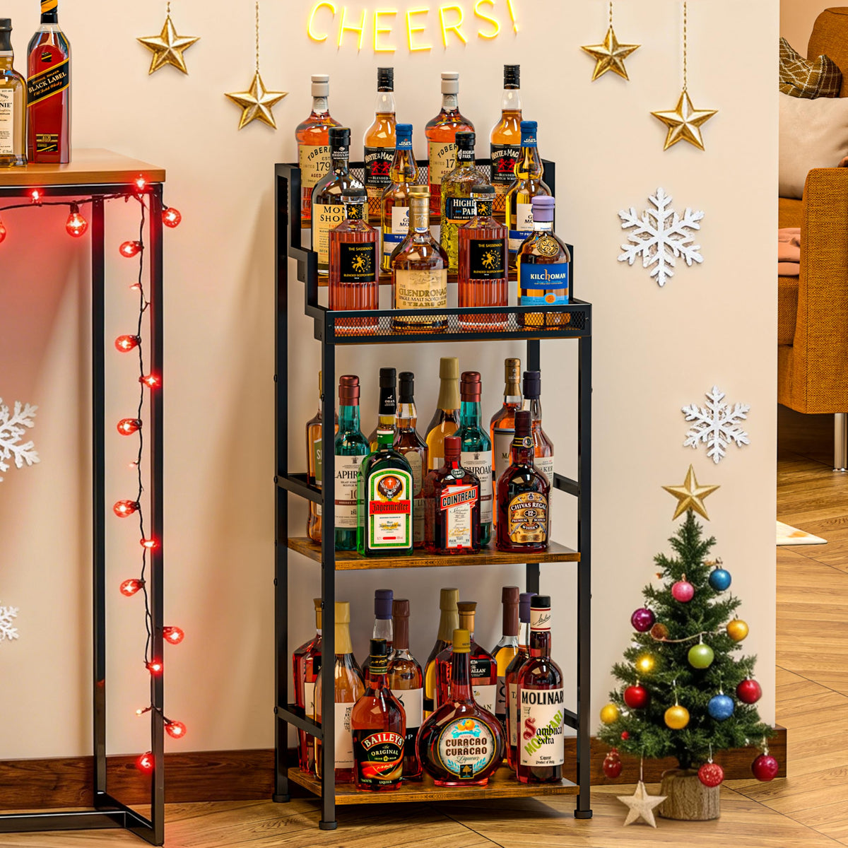 Jsskeeim corner placement ideal for home bar or living room setup.