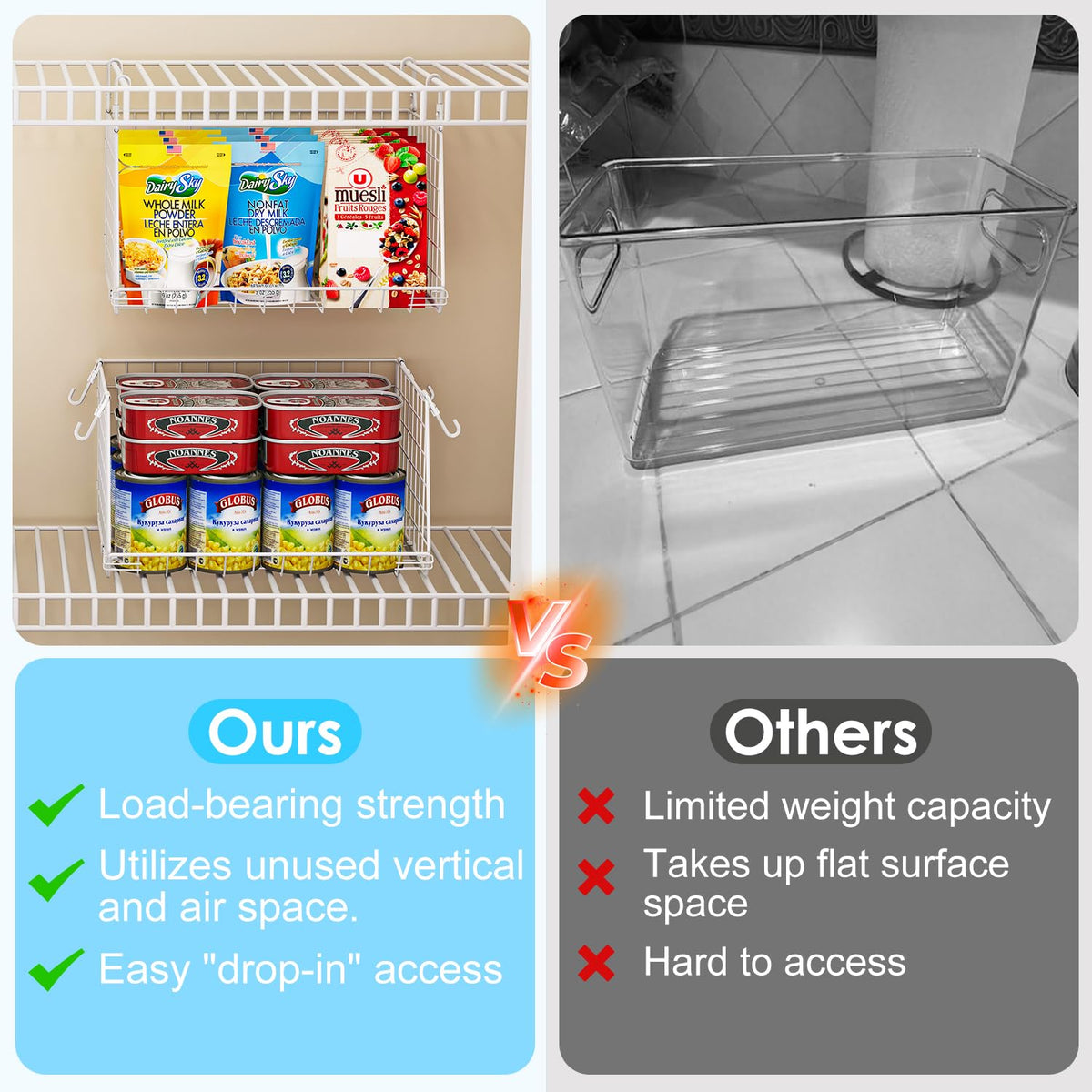 Jsskeeim foldable sides basket demonstrating compact storage when not in use.