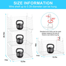 Jsskeeim white 3-pack hangs securely under shelves for tidy spaces.
