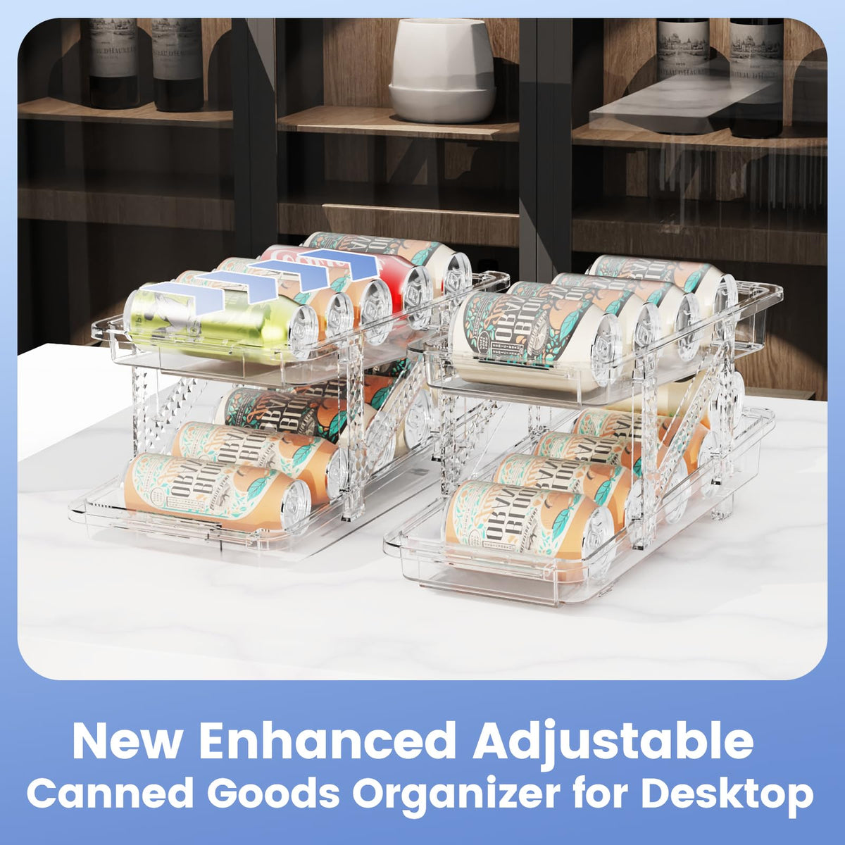 Jsyrjing adjustable-width can holders for fridge space saving