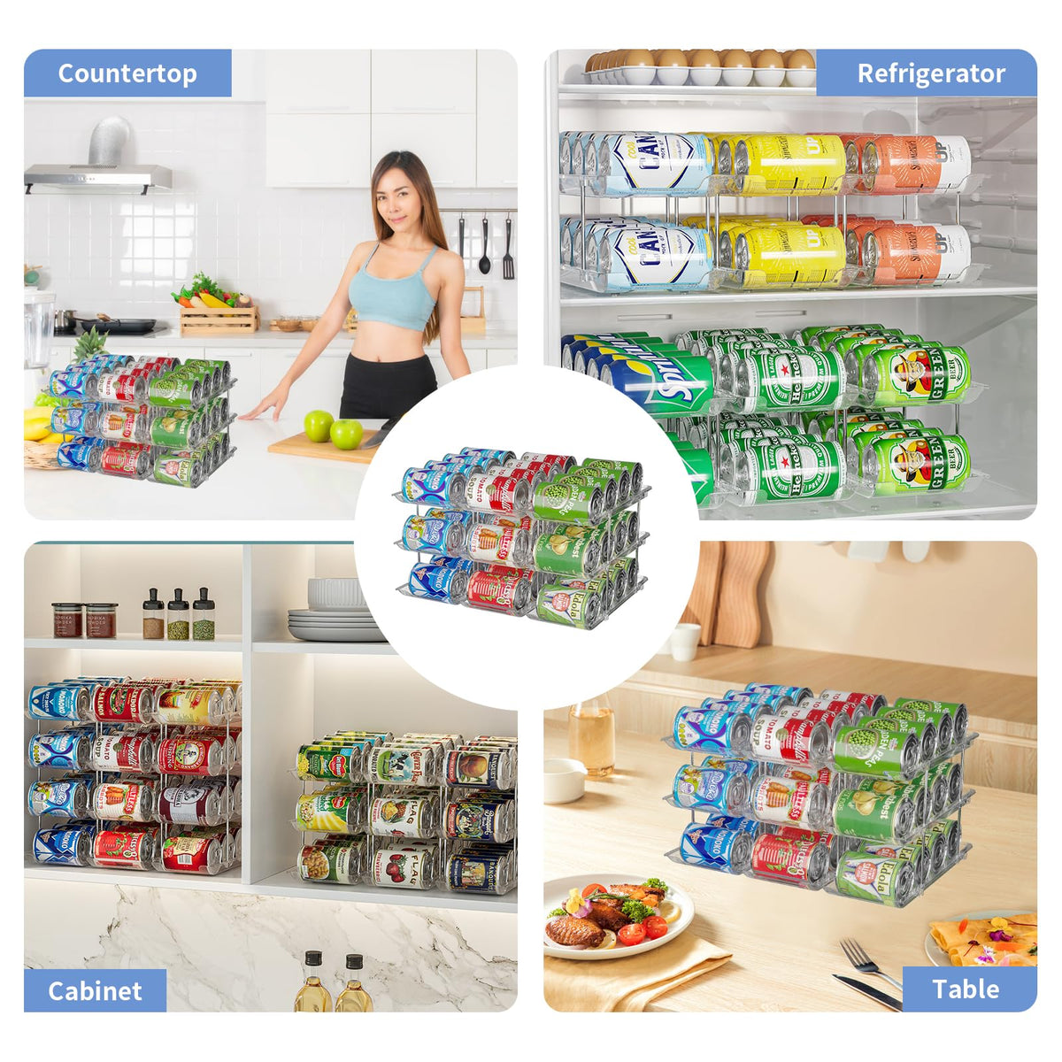 Jsyrjing stackable design maximizes cabinet, pantry, or fridge space.