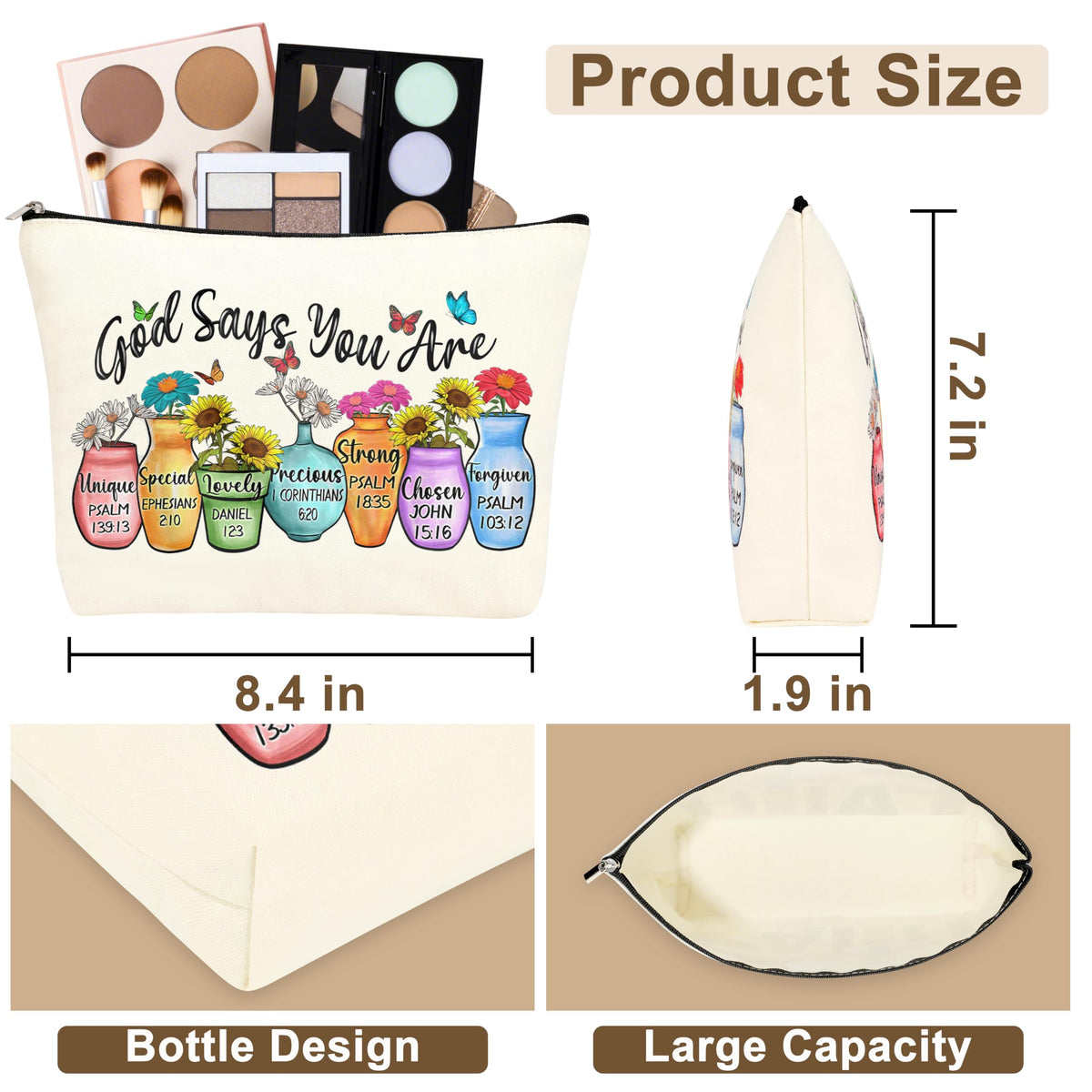 JTENGTOP makeup bag in durable canvas complements daily routines with style.