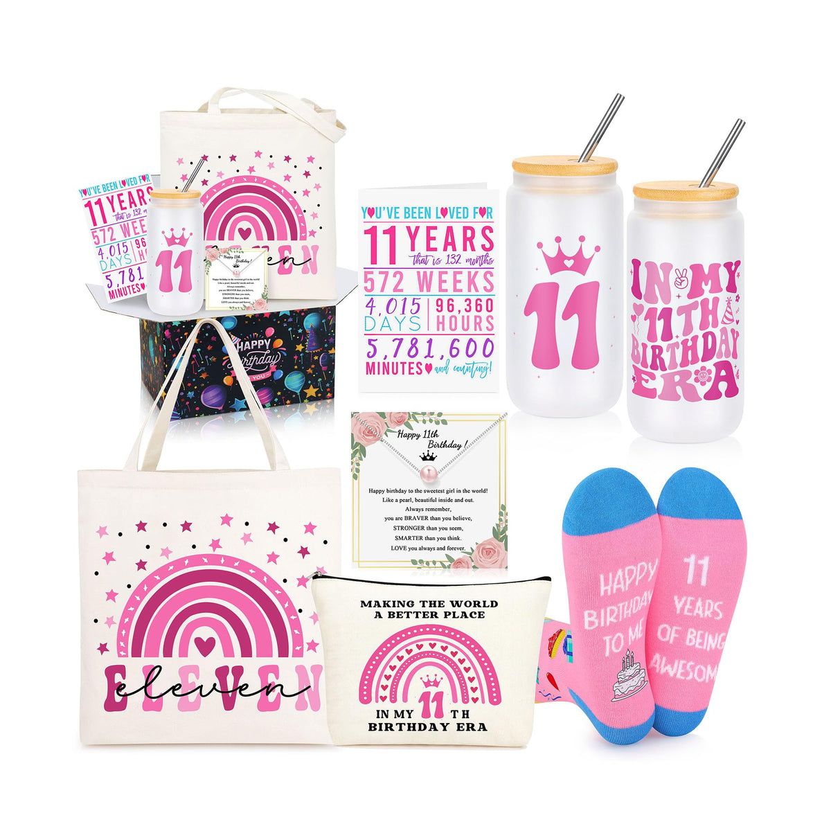 JTENGTOP gift set displayed as a cohesive six-piece bundle for an 11th birthday.