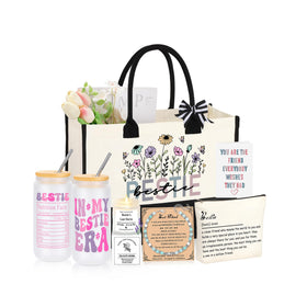 JTENGTOP bestie gift set glass can with lid and straw for on-the-go drinks.