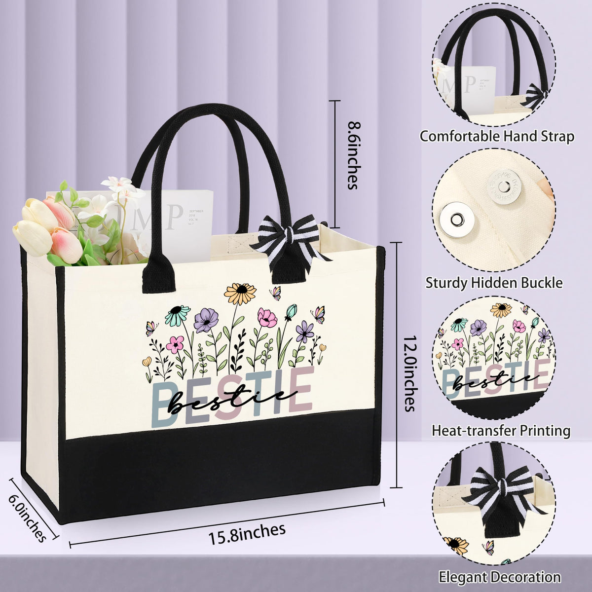 JTENGTOP bestie gift set tote bag for daily use with style.