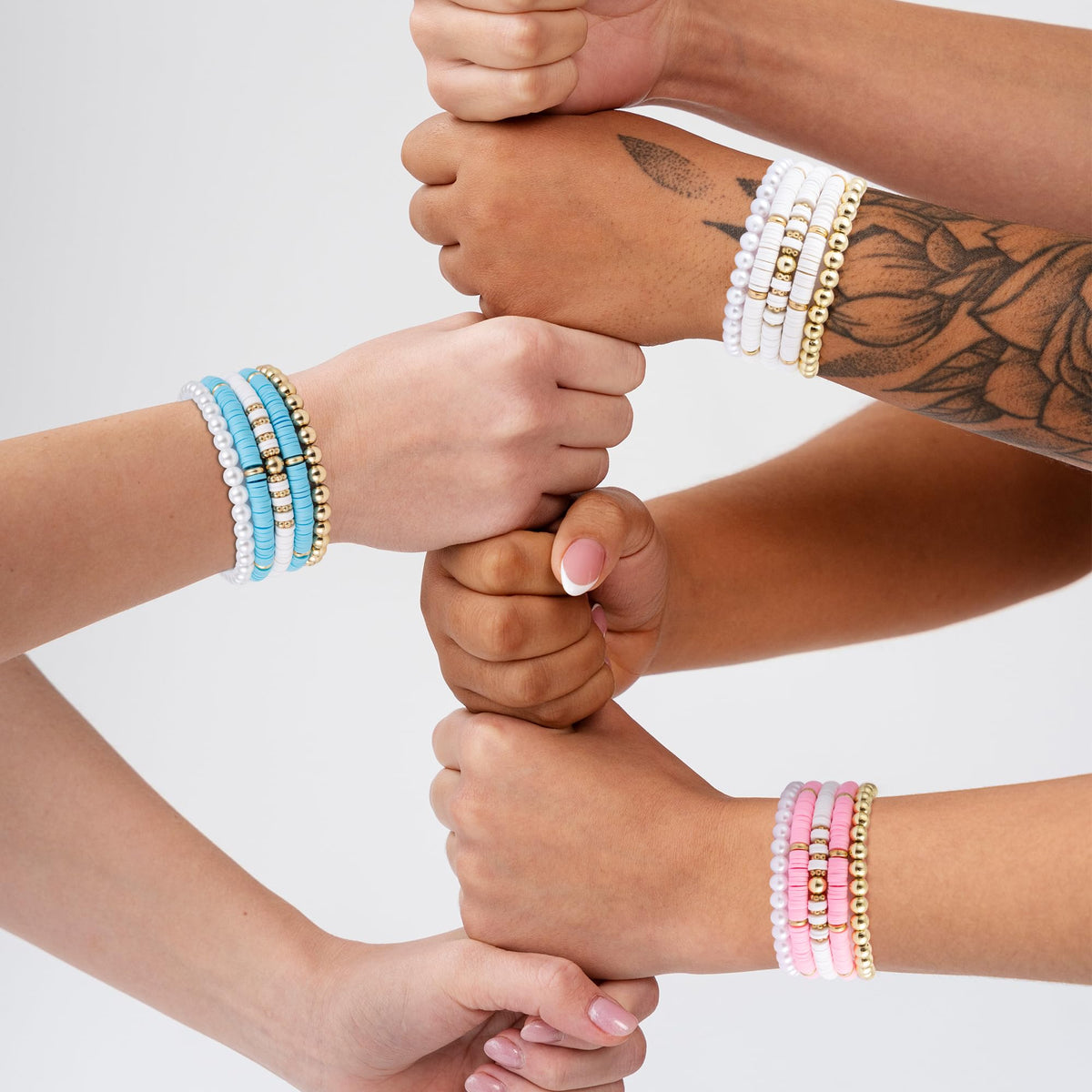 JTEWB clay beaded bracelets with gold plating for lightweight wear