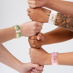 JTEWB clay beaded bracelets with gold plating for versatile style