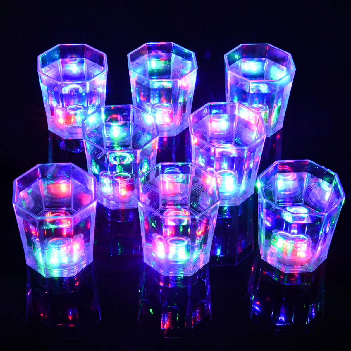 JTWKING LED flashing shot glasses illuminate celebrations with dynamic color flashes.
