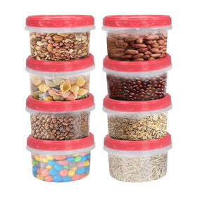 Jucaifu 8oz container with red lid ideal for meal prep and snacks.