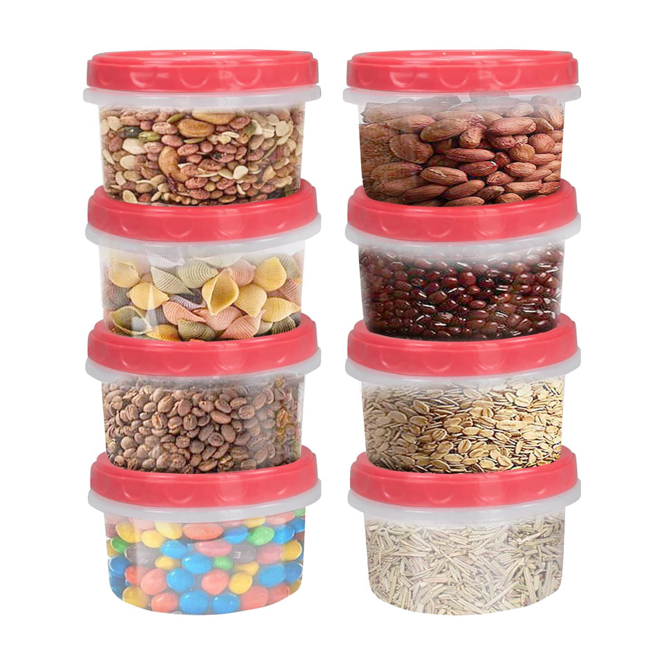 Jucaifu 8oz container with red lid ideal for meal prep and snacks.