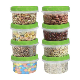 Jucaifu 8oz freezer container with green lid for durable snack storage.