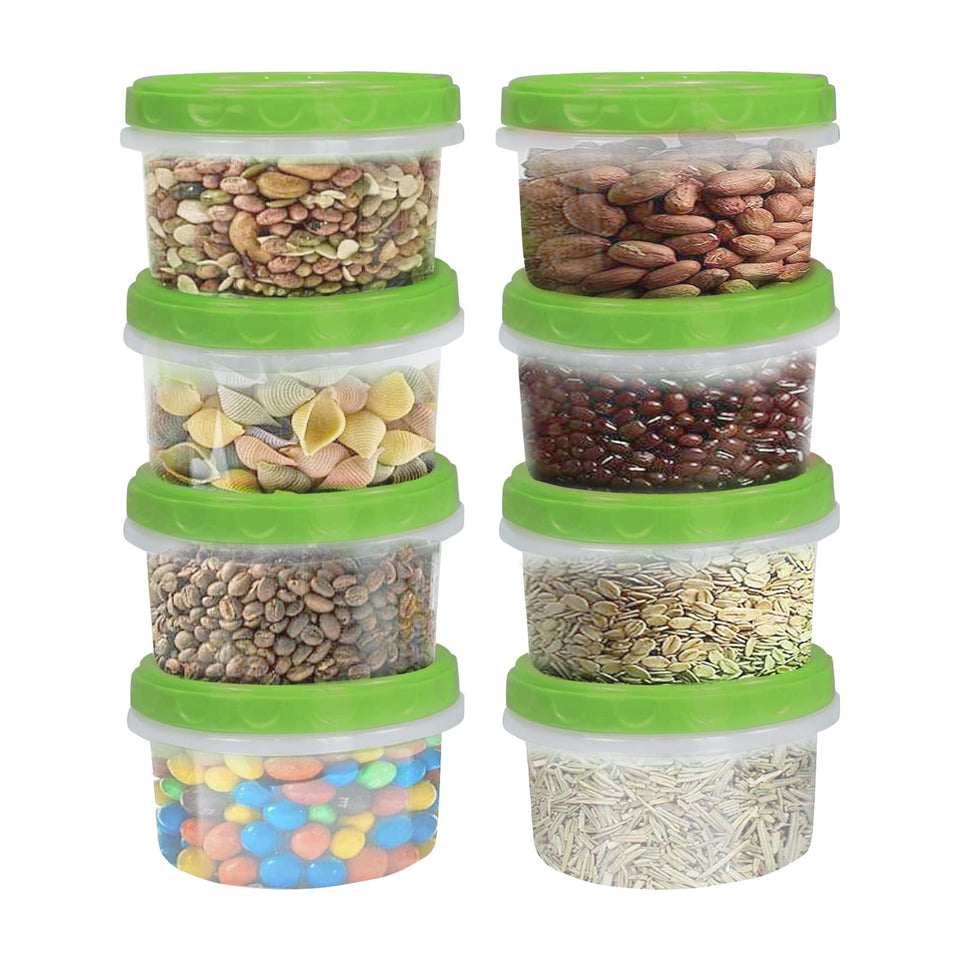 Jucaifu 8oz freezer container with green lid for durable snack storage.