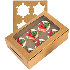 Jucoan 50-pack kraft cupcake box, flat-pack for easy storage and transport.