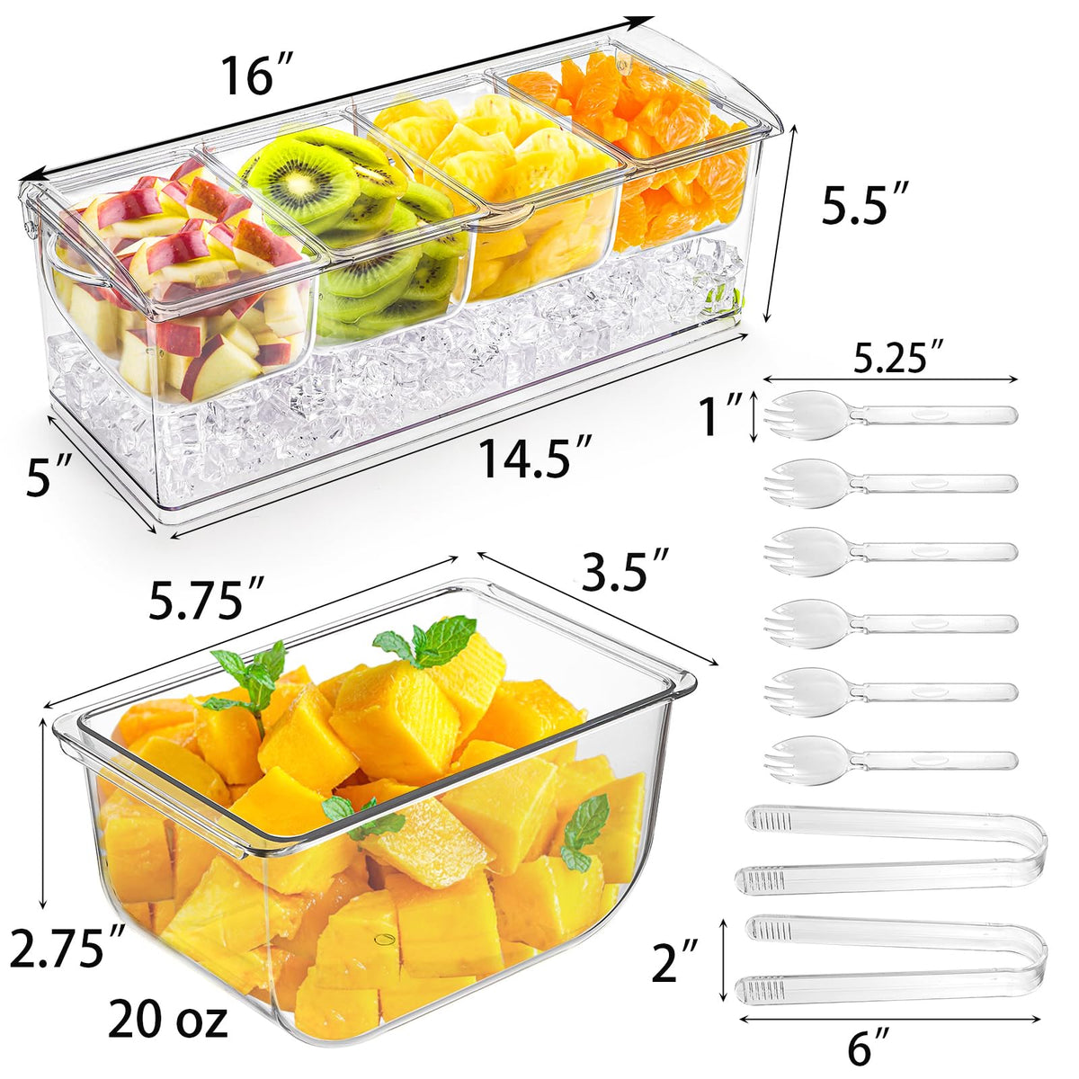 Jucoan bar garnish tray with lid keeps ingredients visible and fresh
