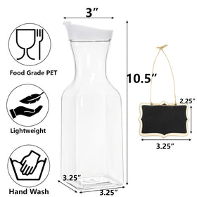 Jucoan clear carafe with flip-top lid for easy pouring and freshness.
