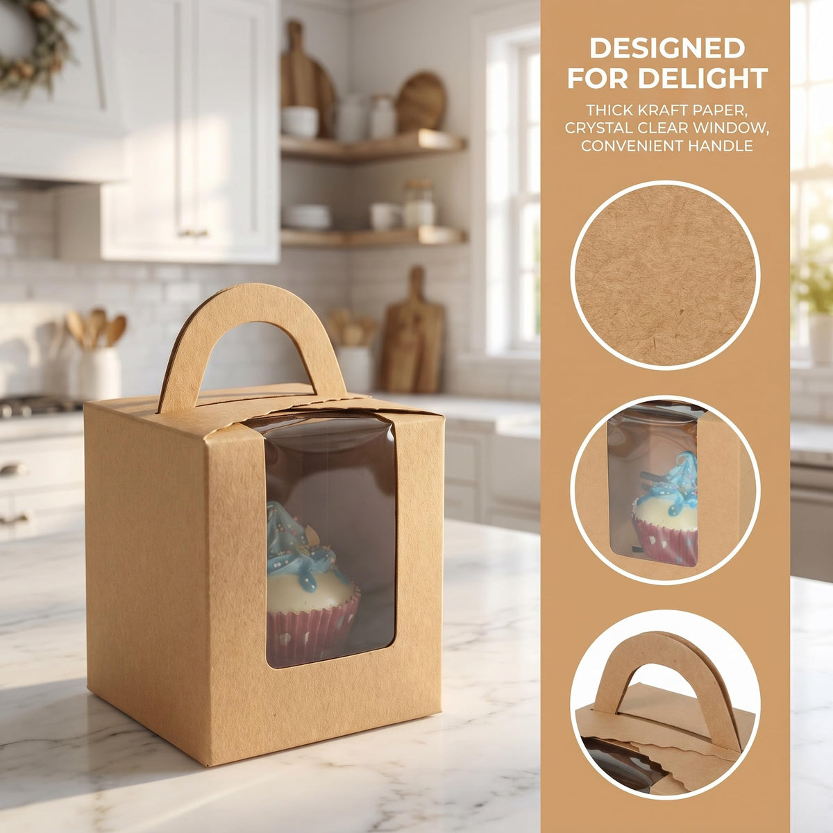 Jucoan flat-assembly cupcake box speeds setup for bakers.