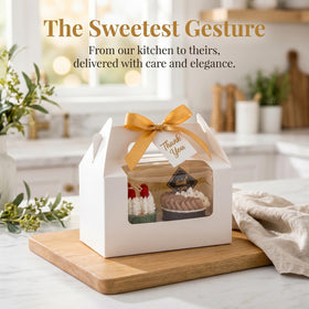 Jucoan cupcake box handles for easy transport.