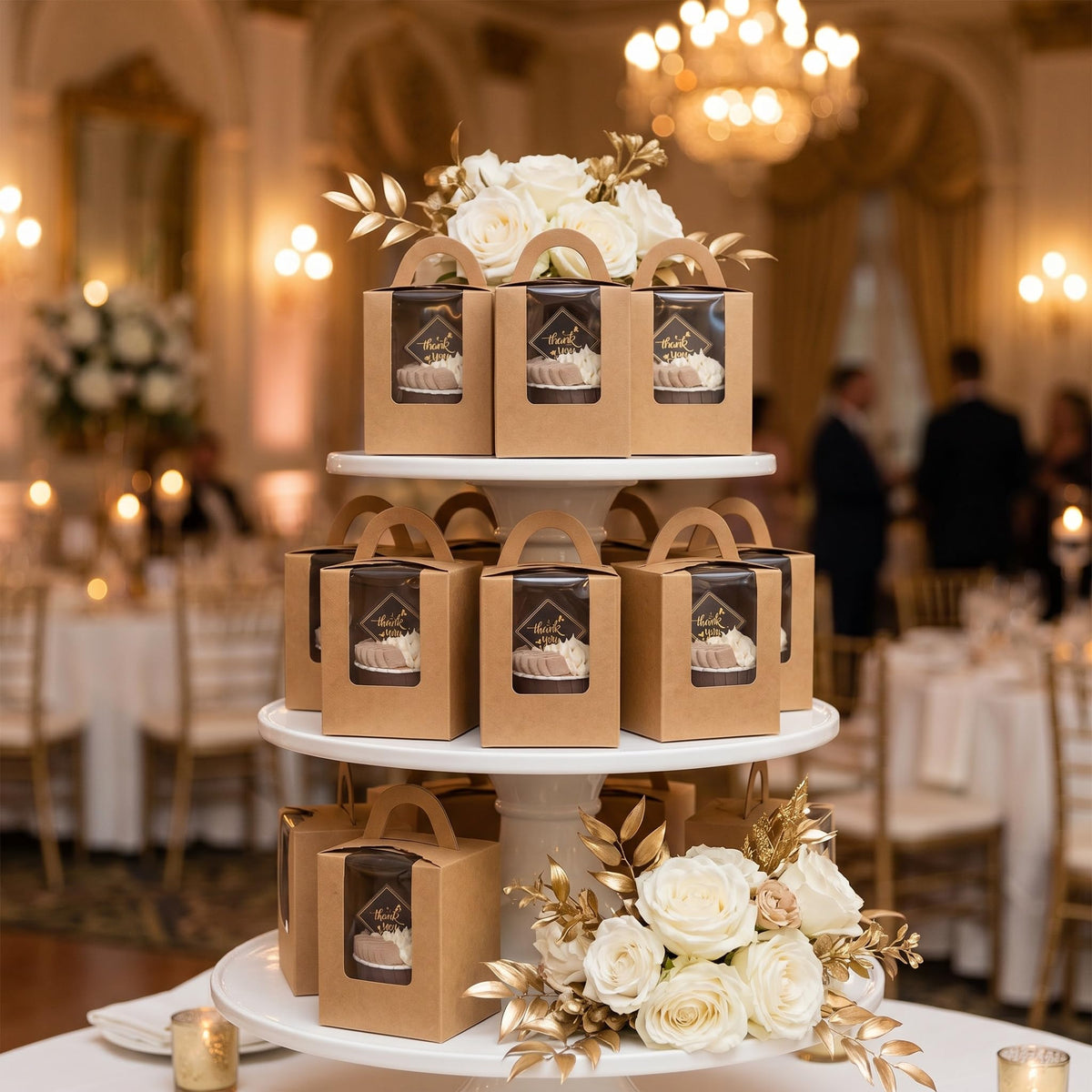 Jucoan cupcake box with removable insert prevents cupcakes from tipping.