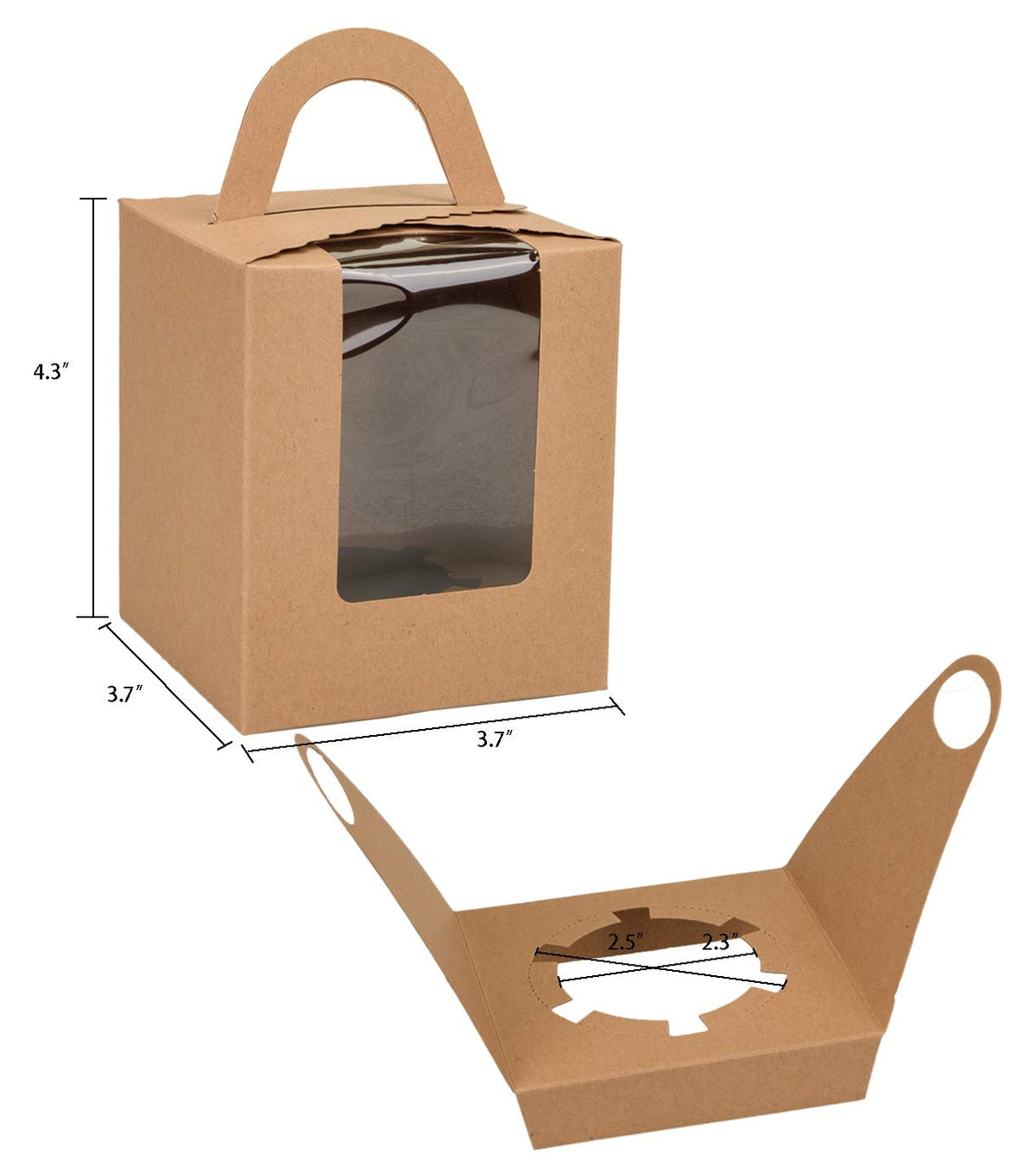 Jucoan cupcake box with window highlights the dessert while keeping freshness.