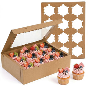 Jucoan cupcake boxes with window display showcase fresh cupcakes for presentation and freshness.