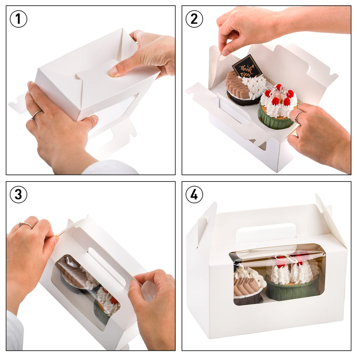 Jucoan flat-pack cupcake boxes for quick assembly.