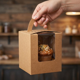 Jucoan kraft paper cupcake box offers sturdy protection during shipping.