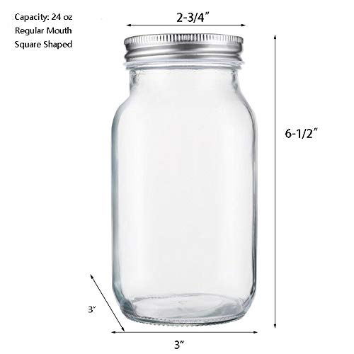 Jucoan square mason jar 24 oz with silver lid shows contents clearly