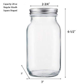 Jucoan square mason jar 24 oz with silver lid shows contents clearly